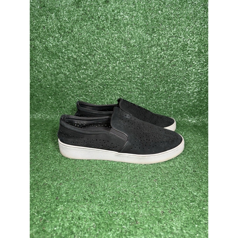 Vionic Womens 8.5 Slip On Shoes Midi Perf Black Leather Walking Comfort Sneakers